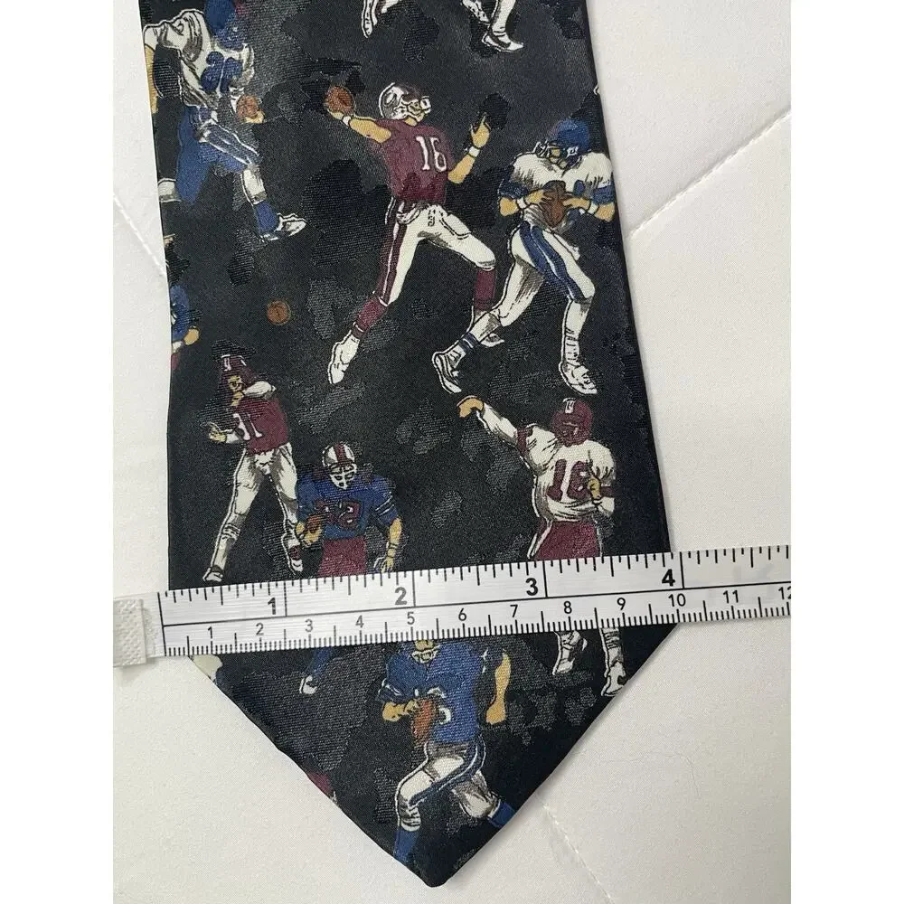 Vintage Lo-Bills Football Players Necktie Black Wide Tie Made in USA 56
